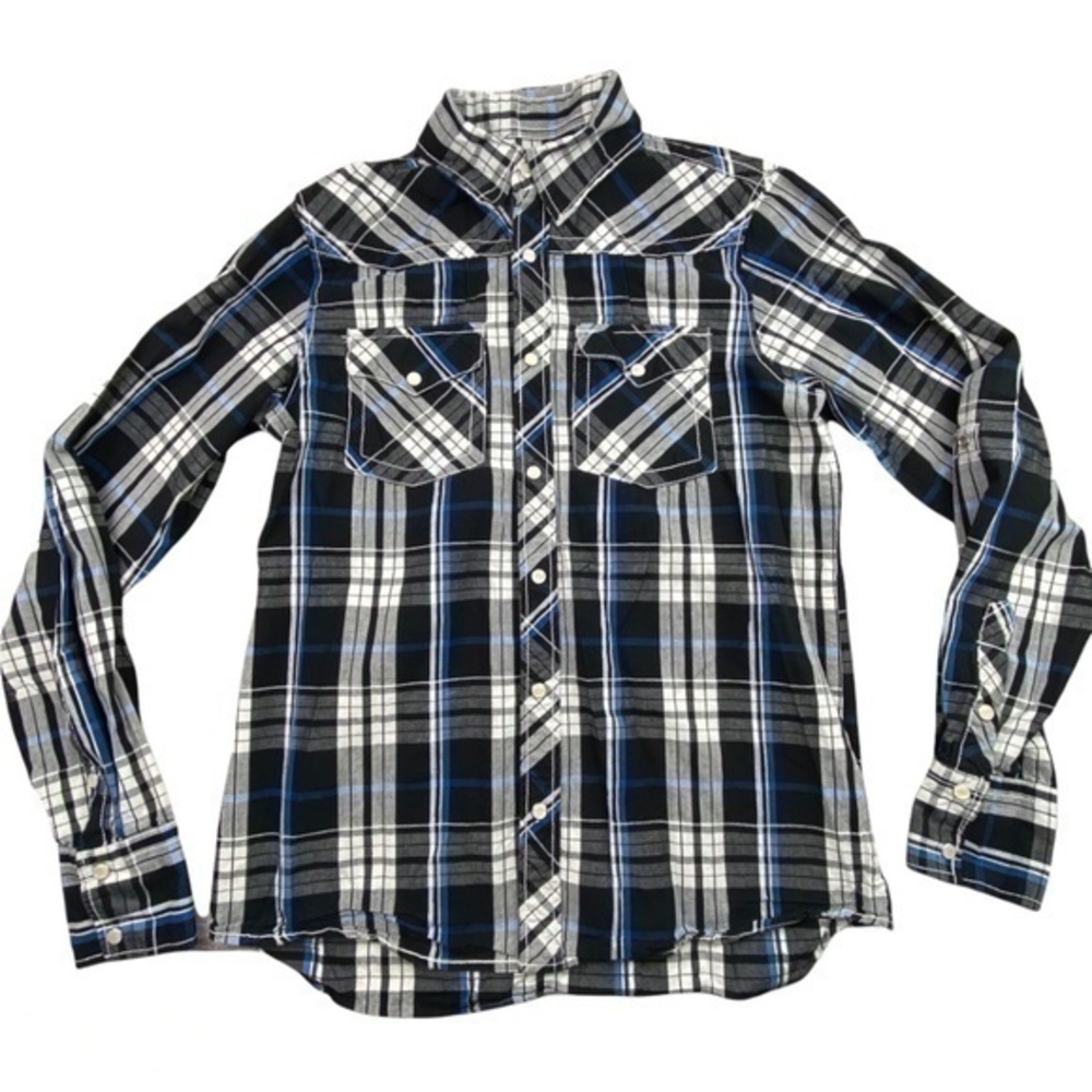 Supply Company USA Mens Shirt Size S‎ Long Sleeve Pearl Snap Plaid Shirt